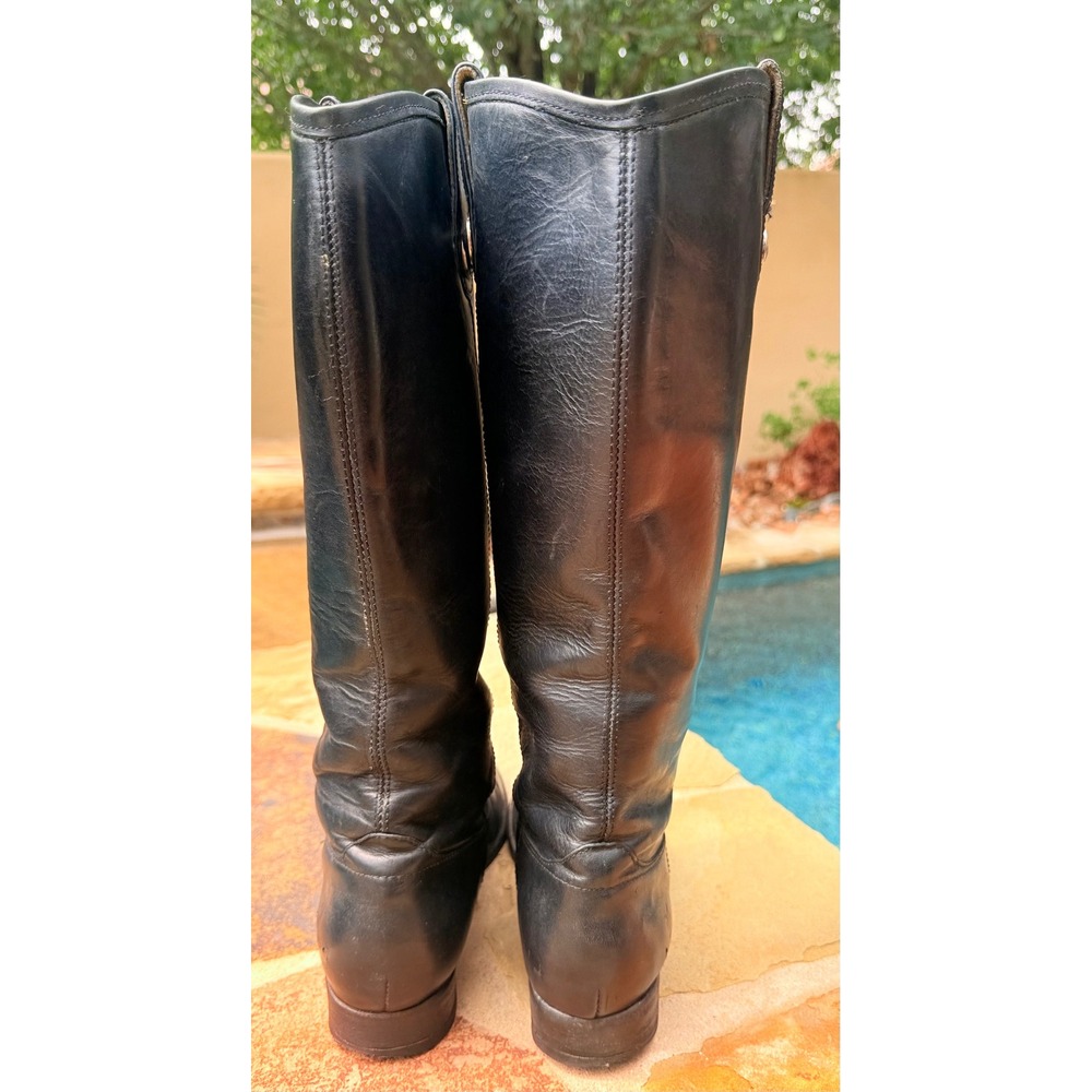 Frye Melissa Button Riding Boots Black Leather Tall Pull On Women's 7B - Picture 4 of 10